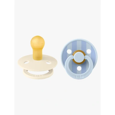 Abbildung von BIBS Colour Studio Schnuller 2er Pack. BPA frei. Kirschform Nippel. Naturkautschuk/Latex. Hergestellt in Dänemark. Größe 1 (0 6 Monate). Block Baby Blue Dusty