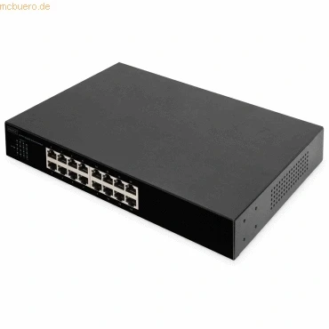 Abbildung von DIGITUS 16 Port Gigabit Netzwerk Switch unmanaged lüfterlos 10/100/1000 Mbps inkl. 19&quot; Montagewinkeln schwarz