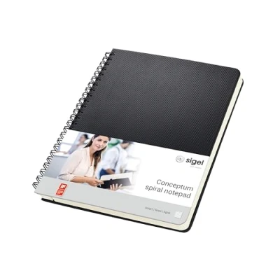 Abbildung von SIGEL CO823 Premium Spiralblock A5, liniert, schwarz, 80 Blatt, sehr stabiler Hardcover Einband, aus nachhaltigem Papier, Conceptum