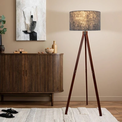 Abbildung von näve Stehlampe Stehleuchte &quot;FILCO&quot; braun/grau H: 147 cm, ohne Leuchtmittel, Inkl. Zuleitung ca. 180 cm / weiß,