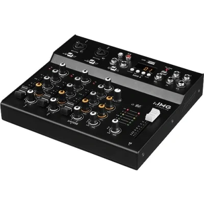 Abbildung von IMG 200250 STAGELINE MXR 4, 4 Kanal Audio Mischpult mit integriertem MP3 Player, Bluetooth Empfänger und DSP Effekteinheit, Console 2 Mono Eingangskanälen Gainregler, Mix Pult in Schwarz