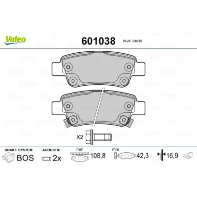 Abbildung von VALEO 601038 Bremsbelagsatz Hinterachse inkl. Verschleißwarnkontakt mit Sicherungsschraubensatz, Anti Quietsch Blech BMW: 3 Limousine