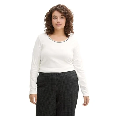 Abbildung von TOM TAILOR Damen Plussize Basic Longsleeve, 10315 Whisper White, 48