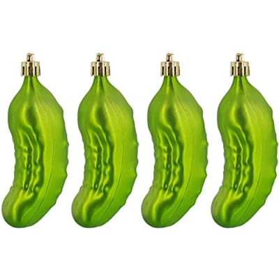 Abbildung von My goodbuy24 Weihnachtsbaumanhänger Weihnachtsgurke Saure Gurke bruchsicher Baumschmuck Weihnachten grün hoch 11,5 cm Festliche Weihnachtsdekoration (4 Stück)