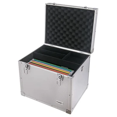 Abbildung von HMF Aufbewahrungsbox Transportbox für DIN A4 Hängeregister und Dokumente, abschließbare Dokumentenbox, 41x33x36 cm