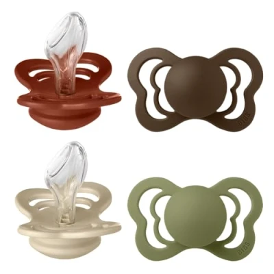 Abbildung von BIBS Couture Schnuller 4er Pack, BPA frei, Kiefergerechte Form. Silikon, Hergestellt in Dänemark, Größe 2 (6 18 Monate), Rust Mix