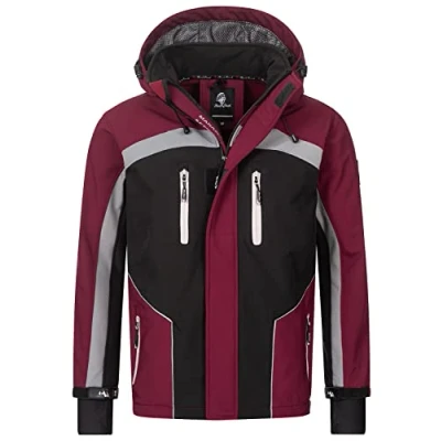 Abbildung von Rock Creek Herren Softshell Jacke Outdoor Windbreaker Übergangsjacke Anorak Kapuze Regenjacke Winterjacke Herrenjacke Jacket H 311 Weinrot L