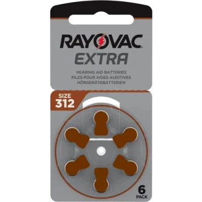 Abbildung von Rayovac Hörgerätebatterien Typ 312 Zink Air Extra Mercury Free 6er Blister (Nr. Blister, 1x)