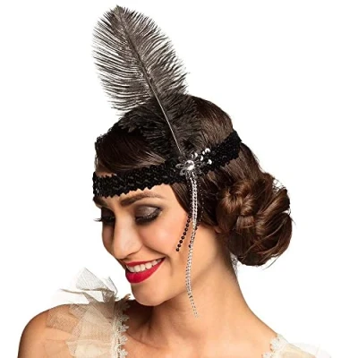 Abbildung von Boland Kostüm Federkopfschmuck Flapper, Charleston Stirnband mit Feder für 20er Jahre Mottopartys
