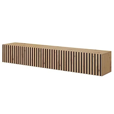 Abbildung von Selsey TV Schrank Board Sideboard Fernsehtisch Fernsehschrank 175 cm Hängend Artisan Eiche Schwarz Mit Lamellierter Front Telire