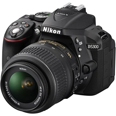 Abbildung von Nikon D5300 Digital SLR Camera with 18 55mm VR Lens Kit Black (24.2 MP) 3.2 inch LCD Wi Fi and GPS (Certified Refurbished)