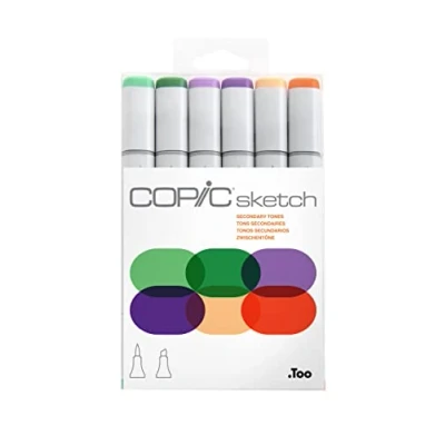 Abbildung von COPIC Sketch Set &quot;Secondary Tones&quot;, 6 Twin Marker mit einer mittelbreiten und Brush Spitze