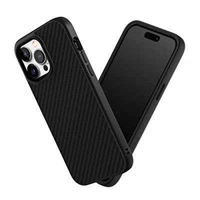 Abbildung von RhinoShield Case kompatibel mit [iPhone 14 Pro Max] SolidSuit Stoßdämpfende &amp; schlanke Schutzhülle Premium Finish 3.5 Meter Fallschutz Karbonfaser Textur
