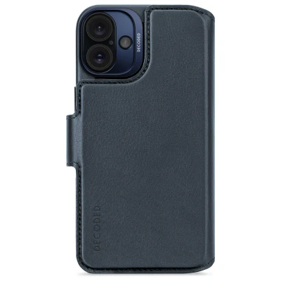 Abbildung von Apple iPhone 16 Plus Hülle MagSafe Echtleder Decoded Klapphülle/2 in 1 Case Handyhülle Blau