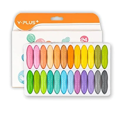 Abbildung von YPLUS Erdnuss Wachsmalstifte für Kleinkinder, Ungiftige Wachsmalstifte, Leicht zu Halten, Waschbare sichere Kleinkindmalstifte Kinder Malzubehör (Pastell 24 Colors)