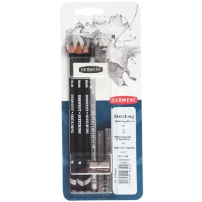 Abbildung von Derwent 0700663 Sketching Bleistift mit Radierer und Anspitzer, 6 Stück