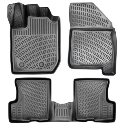 Abbildung von Rizline Passgenau 3D Fussmatten kompatibel mit Dacia Duster 4x2 2018 2022 Auto Zubehör 1. und 2. Reihe TPE Allwetter Geruchlos rutschfest Vorne Hinten