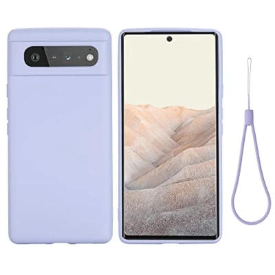 Abbildung von CoverKingz Silikon Handy Hülle kompatibel mit Google Pixel 6 Handycover Backcover Silikoncover Weich dünne Smartphonehülle Slimcase Matt Flieder