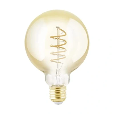 Abbildung von EGLO E27 Lampe dimmbar, Spiral LED Retro Glühbirne Globe, Vintage Deko Leuchtmittel amber, 4 Watt (entspricht 25 Watt), 245 Lumen, warmweiß, 2000 K, Edison Birne G95, Ø 9,5 cm