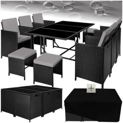 Abbildung von tectake Sitzgruppe Malaga, (Set, 12 tlg), Tisch und Stuhl Set