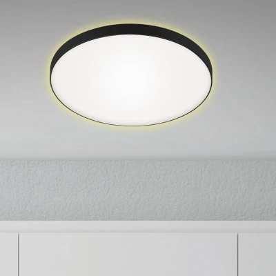 Abbildung von BRILONER LED Deckenlampe mit indirektem Licht, warmweiße Lichtfarbe, 18 Watt, 1850 Lumen, Lampe, Deckenleuchte, Wohnzimmerlampe, Schlafzimmerlampe, Küchenlampe, 35,5x6,5 cm, Schwarz