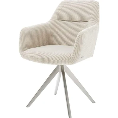 Abbildung von DELIFE Polsterstuhl Pejo Flex, Kreuzgestell kantig Edelstahl Cord Beige 180 drehbar