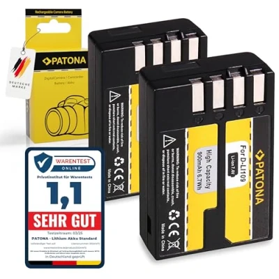 Abbildung von PATONA 2X Akku D Li109 Ersatz für Pentax Li109, Li 109 Batterie 900mAh Kompatibel mit K R, 30, 50, 70, 500, 2, S2, S1