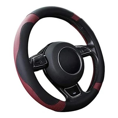Abbildung von SFONIA Auto Lenkrad Abdeckung Lenkradschutz Lenkradhülle Mikrofaser Leder Universal 37 38cm/15 &quot;Rutschfest Atmungsaktiv Langlebig (Weinrot)
