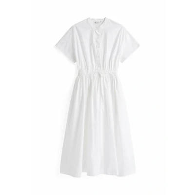 Abbildung von Tommy Hilfiger Damen Hemdkleid Leinen Midi Shirt Dress Knielang, Weiß (Th Optic White), 34