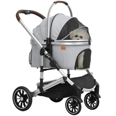 Abbildung von Hundewagen 3 in 1 Hundebuggy klappbar für Hunde &amp; Katzen bis 10 kg Katzenbuggy