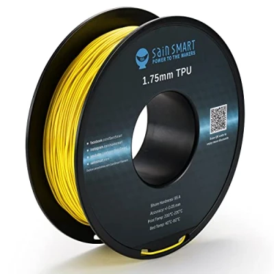 Abbildung von SainSmart Neon Color TPU, 1,75 mm flexibles TPU 3D Druckerfilament 800 g, Maßgenauigkeit +/ 0,05 mm, Neongelb, leuchtend gelbe Farbe