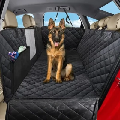 Abbildung von Sosayet Hundedecke Auto Rückbank, 4 in 1 Autoschondecke für Hunde Rücksitz mit Seitenschutz und Sichtfenster, Wasserdicht rutschfest Sicherheitsgurt Car Van SUV (137 x 147 cm)