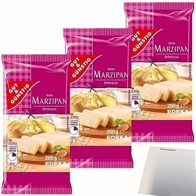 Abbildung von Gut&amp;Günstig Marzipanrohmasse zum Backen und Naschen 3er Pack (3x200g Packung) + usy Block