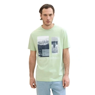 Abbildung von TOM Tailor MIT Fotoprint Tshirt print, Herren, Größe: Small, Tender sea green