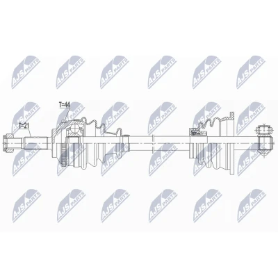 Abbildung von NTY NPW RE 165 Antriebswelle Vorderachse links 630 RENAULT: CLIO 2, Kangoo I, I Rapid, NISSAN: Kubistar Kastenwagen
