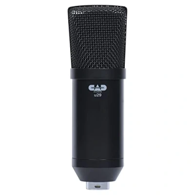 Abbildung von CAD Audio U29 USB Großmembran Kondensatormikrofon (Charakteristik: Niere, 20 Hz kHz, integrierter A/D Wandler, für MAC oder PC, inkl.: Kabel, Windschutz, Klemme und Tischstativ), Schwarz