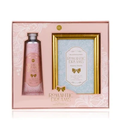 Abbildung von accentra Geschenkset Frauen ROMANTIC DREAMS 2 teilig Pflege Geschenk mit Bilderrahmen, Hand &amp; Nagelcreme Wellness Set für Mädchen zum Geburtstag Valentinstag