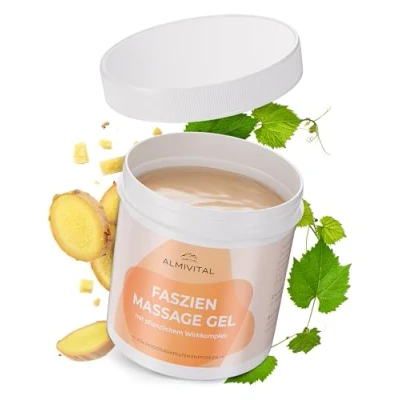 Abbildung von ALMIVITAL Faszien Massage Gel mit Hyaluronsäure 250 ml von Physiotherapeuten empfohlen für geschmeidige Faszien, Muskeln &amp; wohltuende Massagen zur Unterstützung der Muskelentspannung