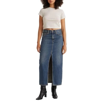 Abbildung von Levi&#039;s Ankle Column Skirt Jeansrock, Damen, Größe: 26, Wave hello