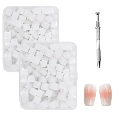Abbildung von iCovalescent 200 Stück Nail Art Schwamm mit Metallgreifer, Nageldesign Zubehör Schwammpinsel, um eine Vielzahl von Gradient Patterns zu Erstellen(Weiß)