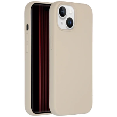 Abbildung von Apple iPhone 15 Hülle MagSafe Silikon Accezz Soft Case/Backcover Handyhülle Beige