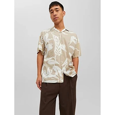 Abbildung von Jack &amp; Jones Premium Jprblatropic Resort Relax FIT Hemd, Herren, Größe: XL, White pepper