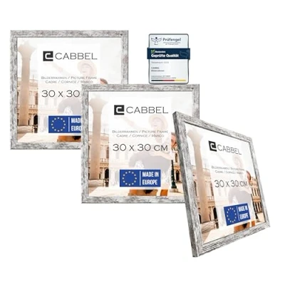 Abbildung von CABBEL Dreierpack (3 Stk.) Bilderrahmen 30x30 cm MDF Holz Rahmen in Birke mit bruchsicherem Plexi Glas/Modern