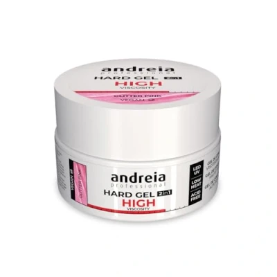 Abbildung von Andreia Profi 2 Phasen Hard Gel in 1 LED und UV Hohe Viskosität für harte starke Nägel Aufbaugel Pink Glitter 22g