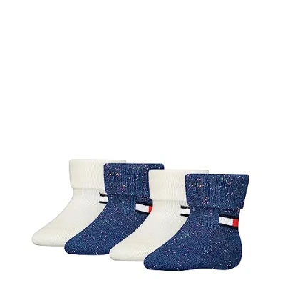 Abbildung von Tommy Hilfiger BABY FOLD OVER Nappy Unisex 4 PACK Socken für Kinder, Größe: 15 18, Navy combo