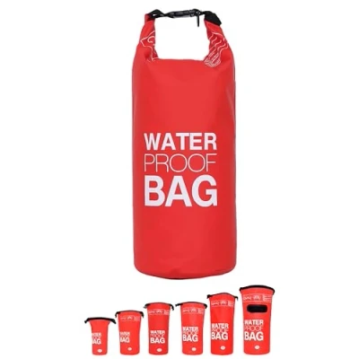 Abbildung von DonDon Dry Bag wasserdichte Tasche 2l, 5l, 10l, 15l, 20l, 30l Pack Sack Beutel mit Schultergurt rot 30 Liter