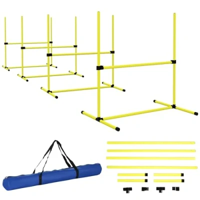 Abbildung von PawHut Agility Hürdenset Slalom Stangen Hunde Training Set 4 x Hürden Gelb