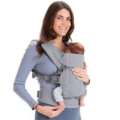 Abbildung von Beco Gemini Babytrage Neugeborene ab Geburt bis Kleinkind 4 Tragepositionen Baby Trage aus 100% Baumwolle Geburt, Ergonomischer Carrier mit verstellbarem Sitz, 3 16 kg (Grau)