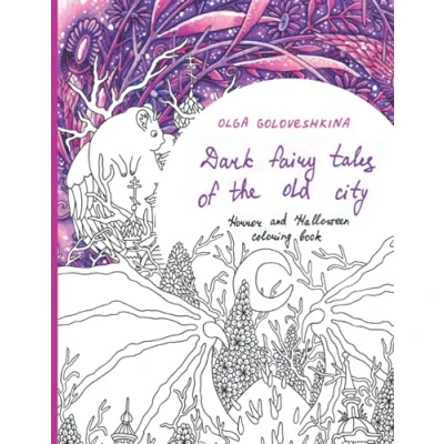 Abbildung von Dark fairy tales of the old city. Horror and Halloween coloring book.