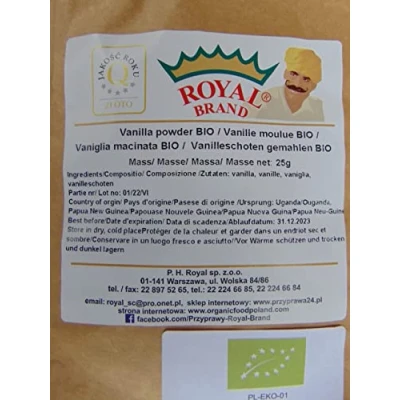 Abbildung von Bio Vanilleschotenpulver/Gemahlene Vanille / 25 g/Ohne Pestizide und Pflanzenschutzmittel/Bio Vanillepulver